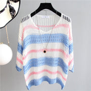 Striped Sweater Loose Sunscreen Clothes Women